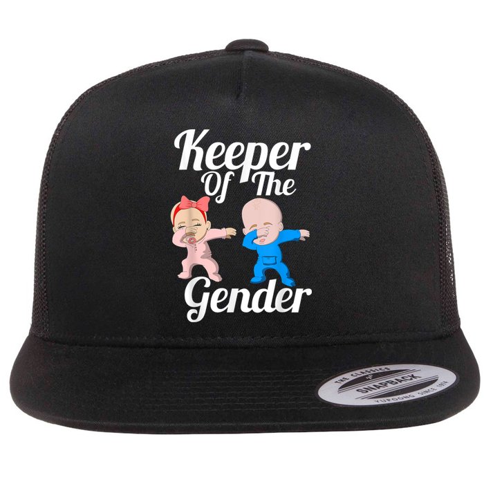 Keeper Of The Gender Cute Gender Reveal Party Couple Flat Bill Trucker Hat