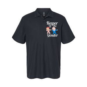 Keeper Of The Gender Cute Gender Reveal Party Couple Softstyle Adult Sport Polo