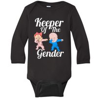 Keeper Of The Gender Cute Gender Reveal Party Couple Baby Long Sleeve Bodysuit