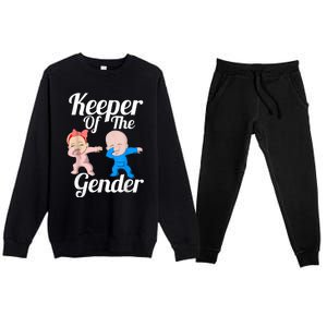 Keeper Of The Gender Cute Gender Reveal Party Couple Premium Crewneck Sweatsuit Set