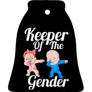 Keeper Of The Gender Cute Gender Reveal Party Couple Ceramic Bell Ornament