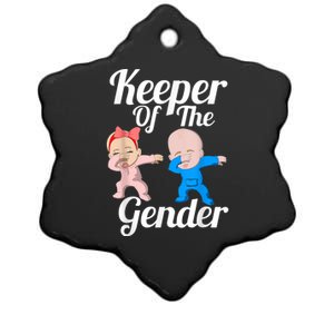 Keeper Of The Gender Cute Gender Reveal Party Couple Ceramic Star Ornament