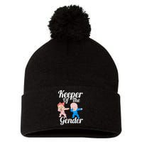 Keeper Of The Gender Cute Gender Reveal Party Couple Pom Pom 12in Knit Beanie