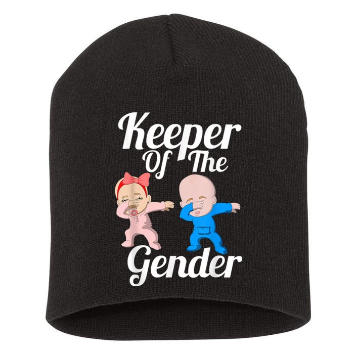 Keeper Of The Gender Cute Gender Reveal Party Couple Short Acrylic Beanie