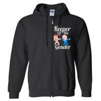 Keeper Of The Gender Cute Gender Reveal Party Couple Full Zip Hoodie