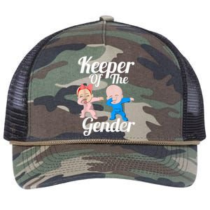 Keeper Of The Gender Cute Gender Reveal Party Couple Retro Rope Trucker Hat Cap