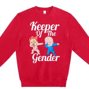 Keeper Of The Gender Cute Gender Reveal Party Couple Premium Crewneck Sweatshirt