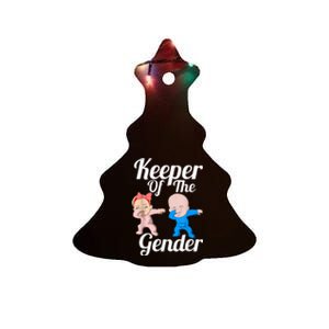 Keeper Of The Gender Cute Gender Reveal Party Couple Ceramic Tree Ornament