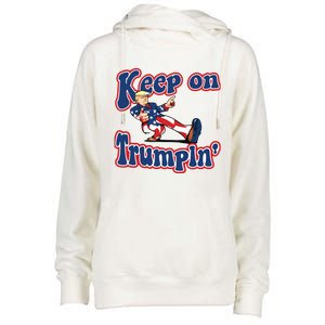 Keep On Trumpin Trump For President 2024 Womens Funnel Neck Pullover Hood