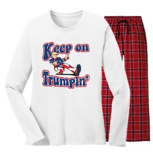 Keep On Trumpin Trump For President 2024 Women's Long Sleeve Flannel Pajama Set 