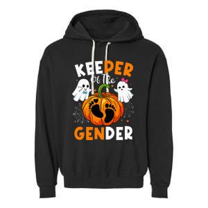 Keeper Of The Gender Reveal Baby Fall Halloween Thanksgiving Garment-Dyed Fleece Hoodie