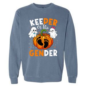 Keeper Of The Gender Reveal Baby Fall Halloween Thanksgiving Garment-Dyed Sweatshirt