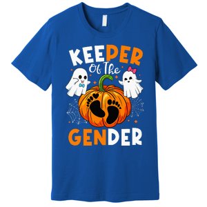 Keeper Of The Gender Reveal Baby Fall Halloween Thanksgiving Premium T-Shirt