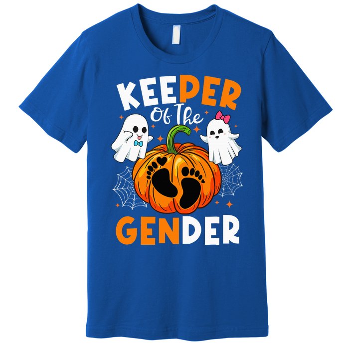 Keeper Of The Gender Reveal Baby Fall Halloween Thanksgiving Premium T-Shirt