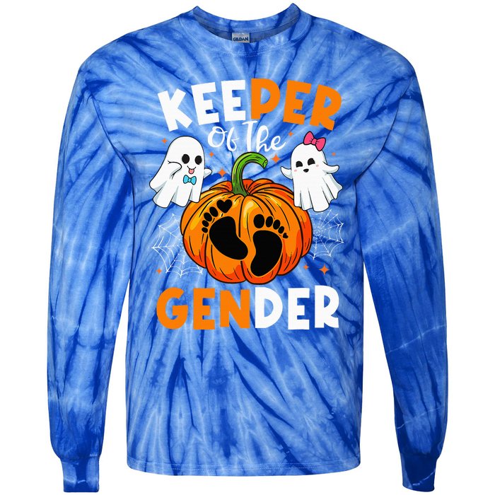 Keeper Of The Gender Reveal Baby Fall Halloween Thanksgiving Tie-Dye Long Sleeve Shirt