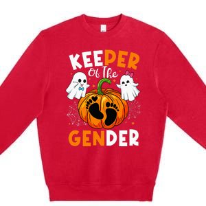 Keeper Of The Gender Reveal Baby Fall Halloween Thanksgiving Premium Crewneck Sweatshirt