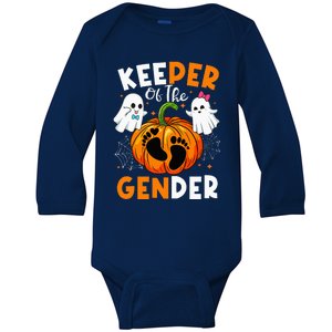 Keeper Of The Gender Reveal Baby Fall Halloween Thanksgiving Baby Long Sleeve Bodysuit