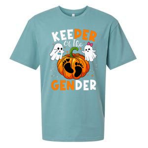 Keeper Of The Gender Reveal Baby Fall Halloween Thanksgiving Sueded Cloud Jersey T-Shirt