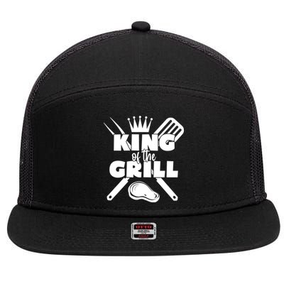 King Of The Grill Gift 7 Panel Mesh Trucker Snapback Hat