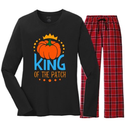 KING OF THE PATCH Pumpkin Patch Fall Autumn Season Women's Long Sleeve Flannel Pajama Set 