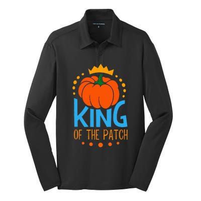 KING OF THE PATCH Pumpkin Patch Fall Autumn Season Silk Touch Performance Long Sleeve Polo