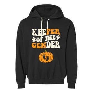 Keeper Of The Gender Reveal Baby Announcement Halloween Garment-Dyed Fleece Hoodie