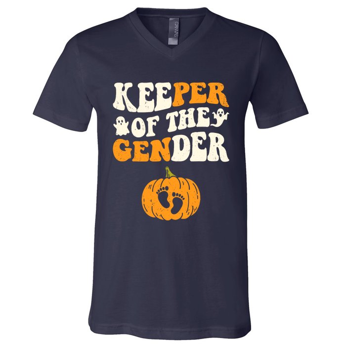 Keeper Of The Gender Reveal Baby Announcement Halloween V-Neck T-Shirt