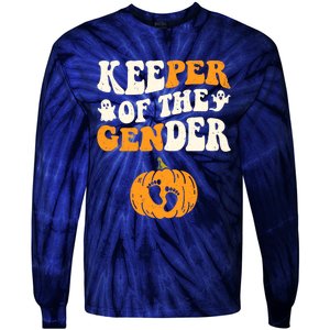 Keeper Of The Gender Reveal Baby Announcement Halloween Tie-Dye Long Sleeve Shirt