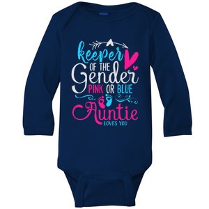 Keeper Of The Gender Auntie Loves You Aunt Baby Announcement Baby Long Sleeve Bodysuit