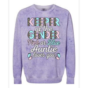 Keeper Of The Gender Auntie Loves You Baby Shower Aunt Colorblast Crewneck Sweatshirt