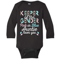 Keeper Of The Gender Auntie Loves You Baby Shower Aunt Baby Long Sleeve Bodysuit