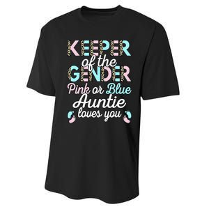 Keeper Of The Gender Auntie Loves You Baby Shower Aunt Performance Sprint T-Shirt