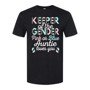 Keeper Of The Gender Auntie Loves You Baby Shower Aunt Softstyle CVC T-Shirt