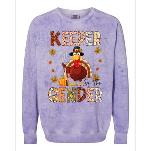 Keeper of the Gender Funny Thanksgiving Turkey Gender Reveal Colorblast Crewneck Sweatshirt