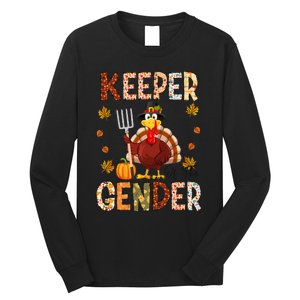 Keeper of the Gender Funny Thanksgiving Turkey Gender Reveal Long Sleeve Shirt