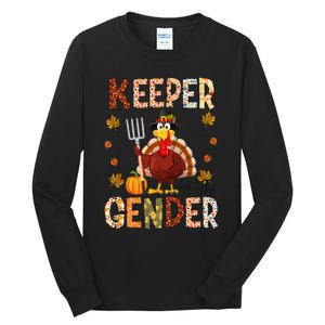 Keeper of the Gender Funny Thanksgiving Turkey Gender Reveal Tall Long Sleeve T-Shirt