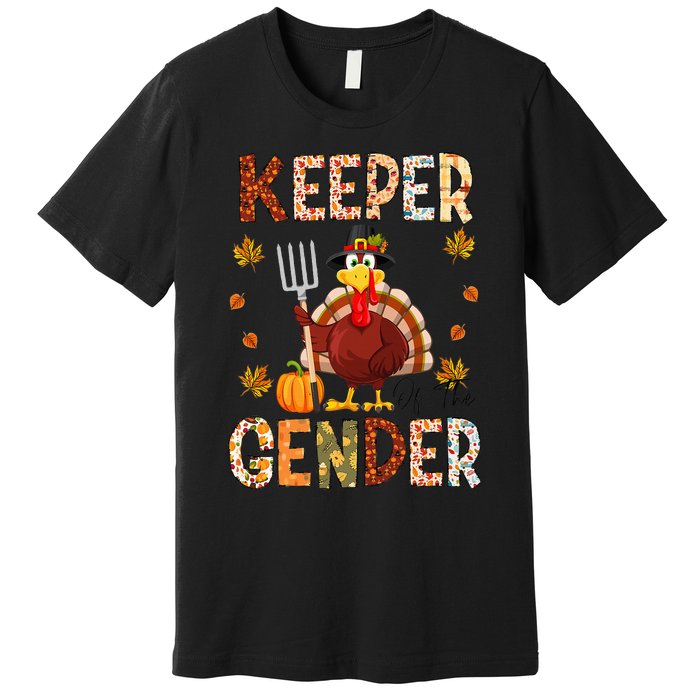 Keeper of the Gender Funny Thanksgiving Turkey Gender Reveal Premium T-Shirt