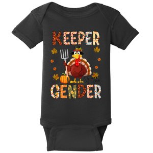 Keeper of the Gender Funny Thanksgiving Turkey Gender Reveal Baby Bodysuit