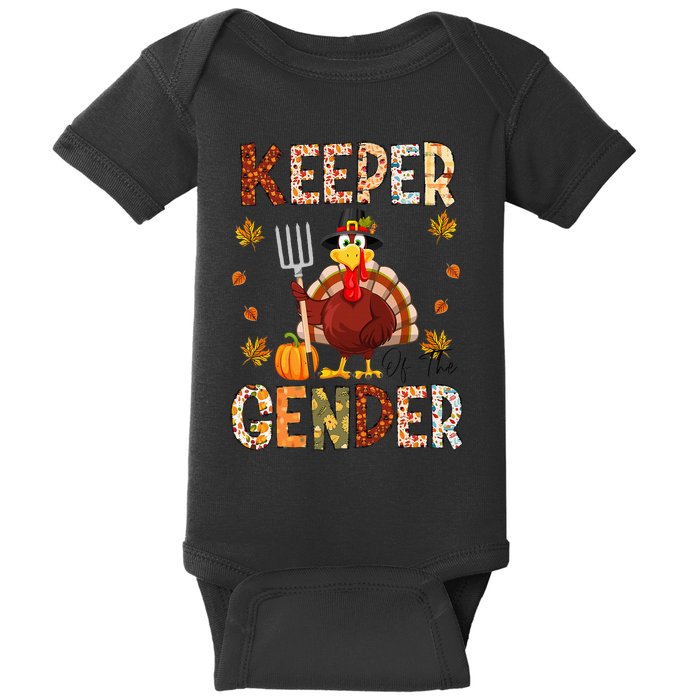 Keeper of the Gender Funny Thanksgiving Turkey Gender Reveal Baby Bodysuit