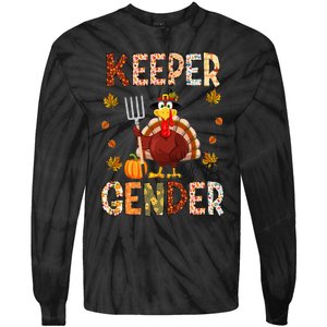 Keeper of the Gender Funny Thanksgiving Turkey Gender Reveal Tie-Dye Long Sleeve Shirt