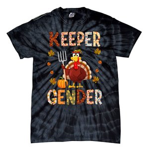 Keeper of the Gender Funny Thanksgiving Turkey Gender Reveal Tie-Dye T-Shirt