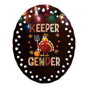 Keeper of the Gender Funny Thanksgiving Turkey Gender Reveal Ceramic Oval Ornament