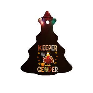 Keeper of the Gender Funny Thanksgiving Turkey Gender Reveal Ceramic Tree Ornament