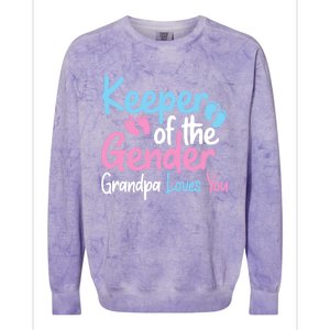 Keeper Of The Gender Grandpa Loves You Funny Gender Reveal Cool Gift Colorblast Crewneck Sweatshirt