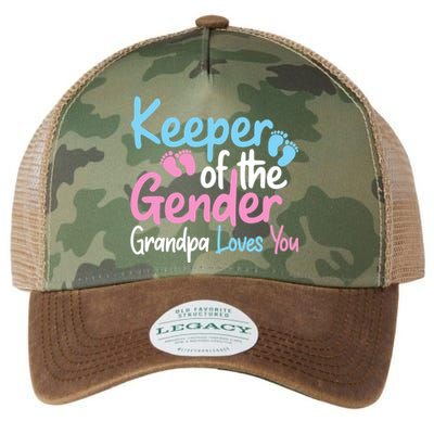 Keeper Of The Gender Grandpa Loves You Funny Gender Reveal Cool Gift Legacy Tie Dye Trucker Hat