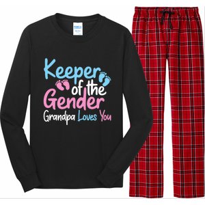 Keeper Of The Gender Grandpa Loves You Funny Gender Reveal Cool Gift Long Sleeve Pajama Set