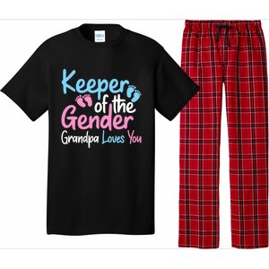 Keeper Of The Gender Grandpa Loves You Funny Gender Reveal Cool Gift Pajama Set