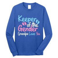 Keeper Of The Gender Grandpa Loves You Funny Gender Reveal Cool Gift Long Sleeve Shirt