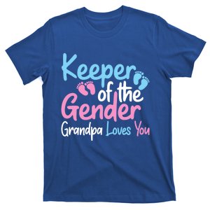 Keeper Of The Gender Grandpa Loves You Funny Gender Reveal Cool Gift T-Shirt