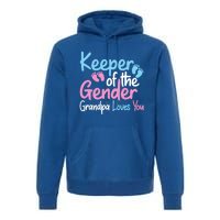 Keeper Of The Gender Grandpa Loves You Funny Gender Reveal Cool Gift Premium Hoodie